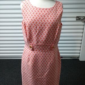 Sleeveless Coral Patterned Sheath Dress